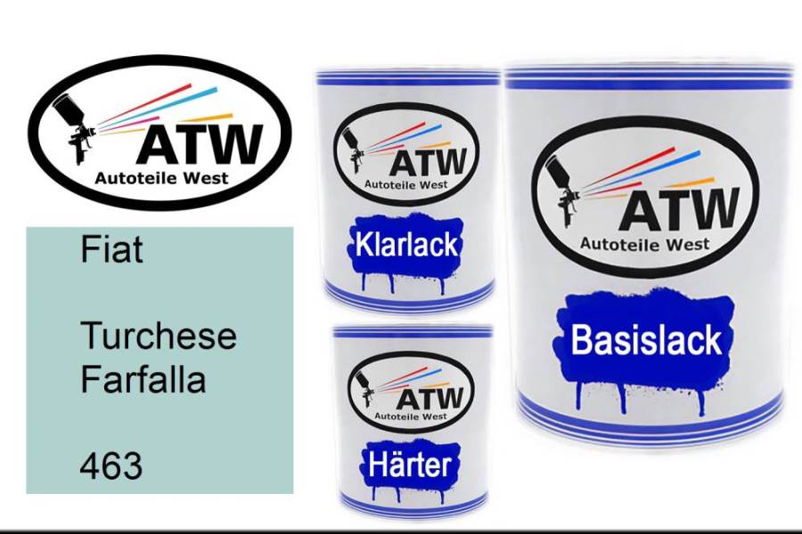 Fiat, Turchese Farfalla, 463: 1L Lackdose + 1L Klarlack + 500ml Härter - Set, von ATW Autoteile West.